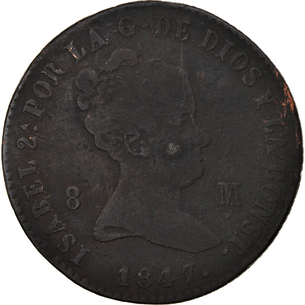 Monnaie, Espagne, Isabel II, 8 Maravedis, 1847, Jubia, TB, Cuivre, KM:531.2