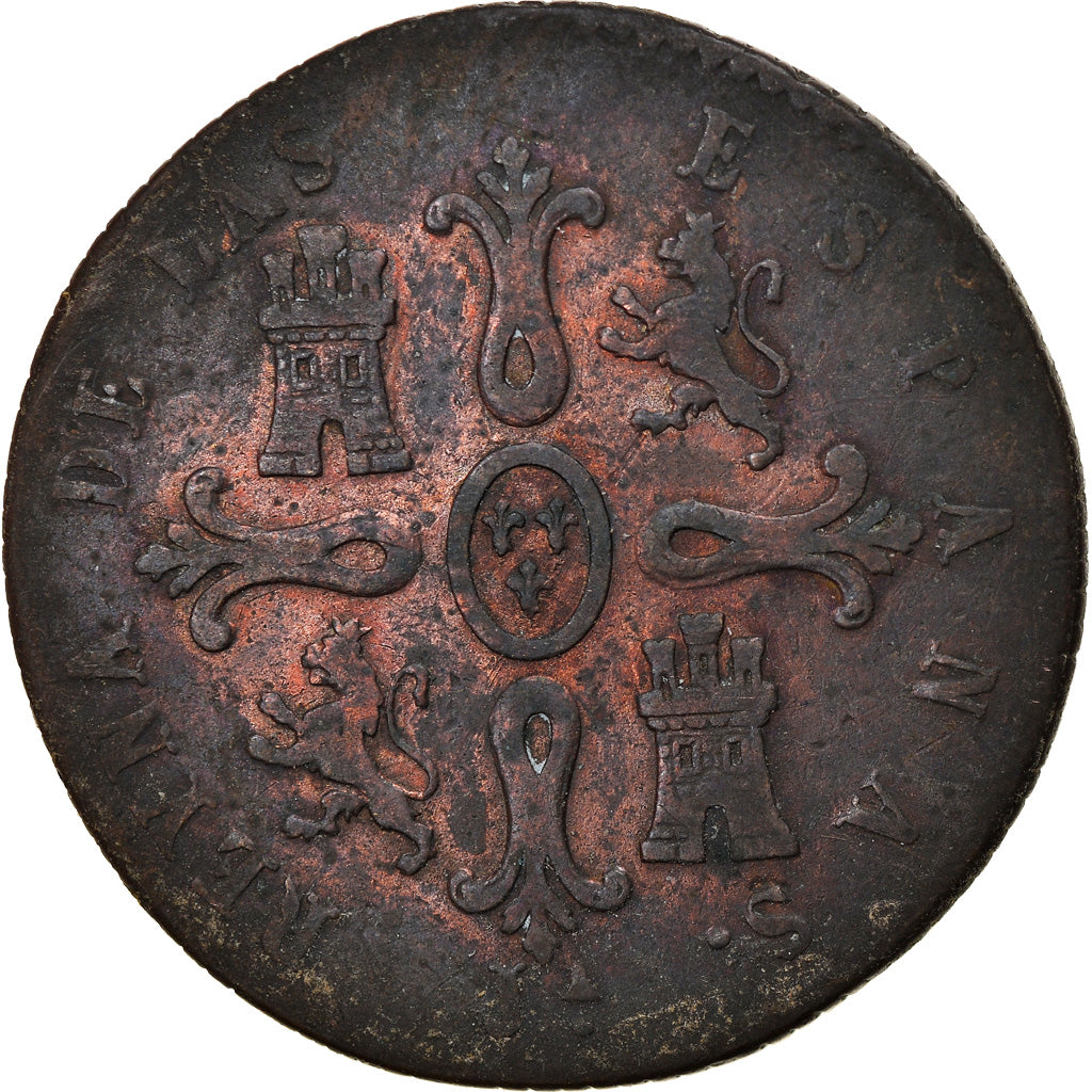 Monnaie, Espagne, Isabel II, 8 Maravedis, 1847, Jubia, TB, Cuivre, KM:531.2