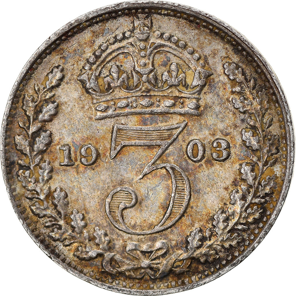 Münze, Großbritannien, Edward VII, 3 Pence, 1903, SS, Silber, KM:797.1