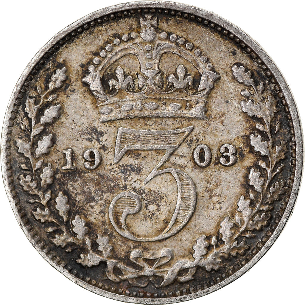 Coin, Great Britain, Edward VII, 3 Pence, 1903, VF(30-35), Silver, KM:797.1