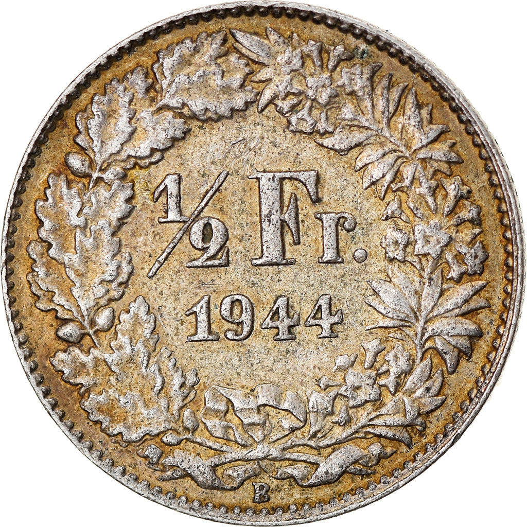 Coin, Switzerland, 1/2 Franc, 1944, Bern, EF(40-45), Silver, KM:23