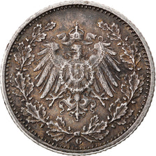 Moeda, ALEMANHA - IMPÉRIO, 1/2 Mark, 1915, Berlin, EF(40-45), Prata, KM:17