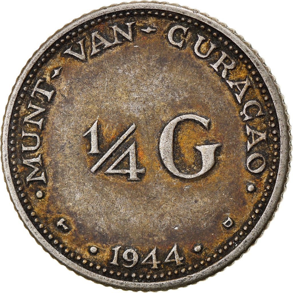 Monnaie, Curacao, 1/4 Gulden, 1944, Denver, USA, TTB, Argent, KM:44