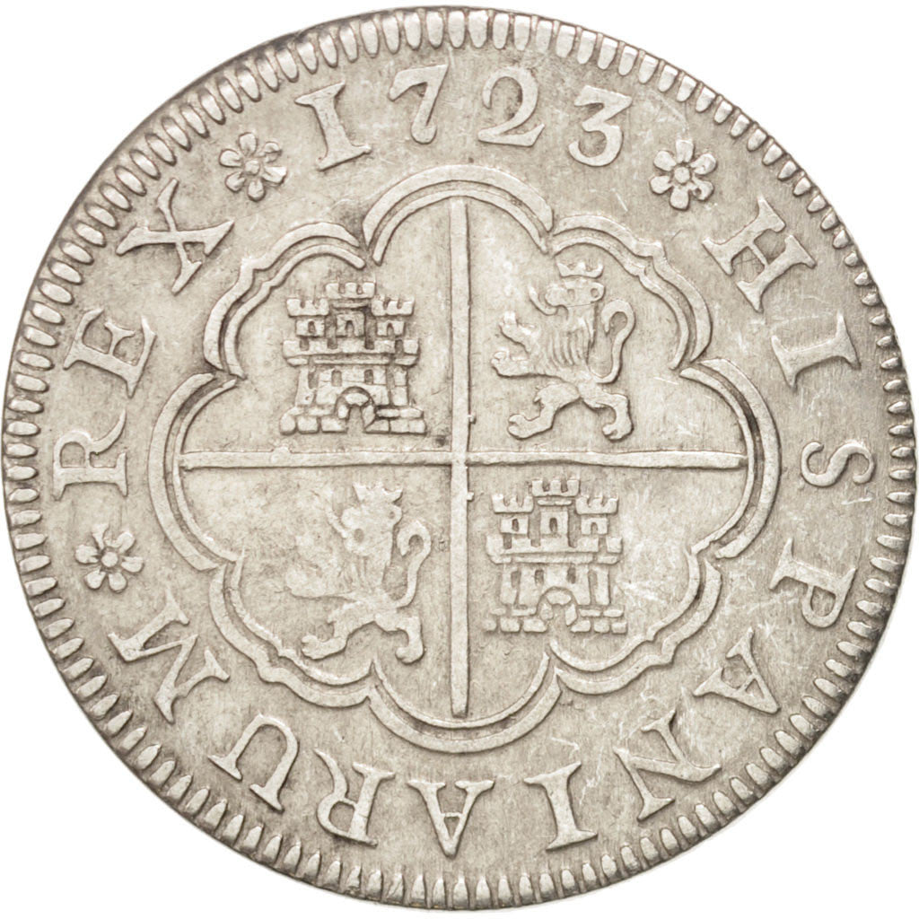 SPAIN, 2 Reales, 1723, Segovia, KM #297, AU(50-53), Silver, 5.82