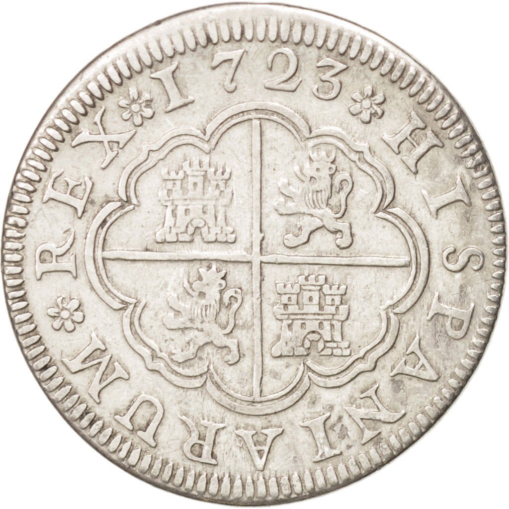 SPAIN, 2 Reales, 1723, Segovia, KM #297, AU(50-53), Silver, 5.51