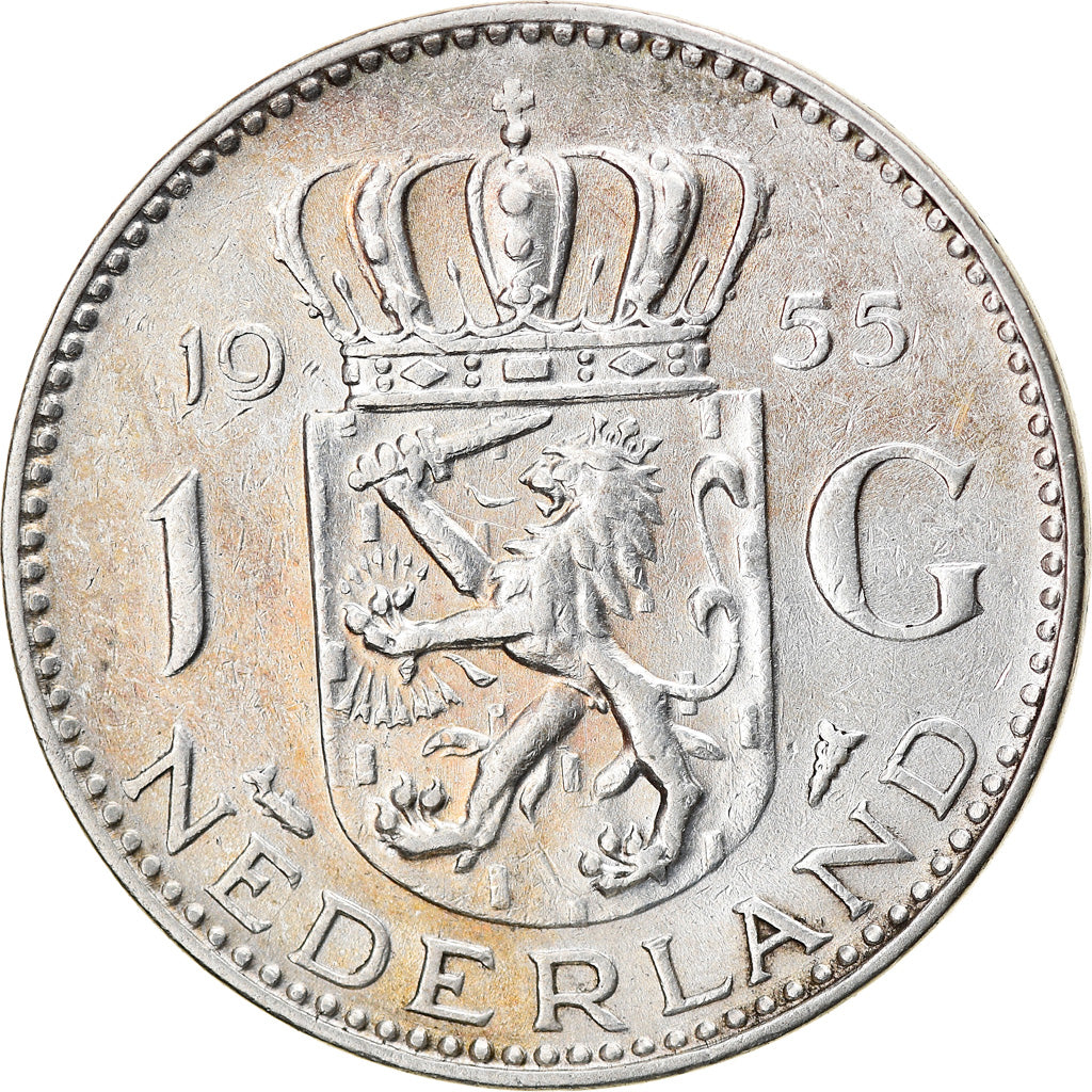 Münze, Niederlande, Juliana, Gulden, 1955, SS, Silber, KM:184