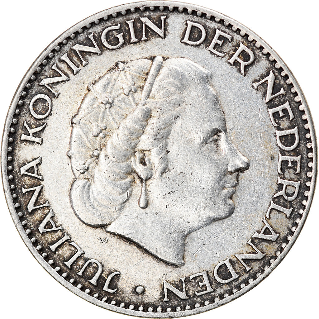 Coin, Netherlands, Juliana, Gulden, 1955, EF(40-45), Silver, KM:184