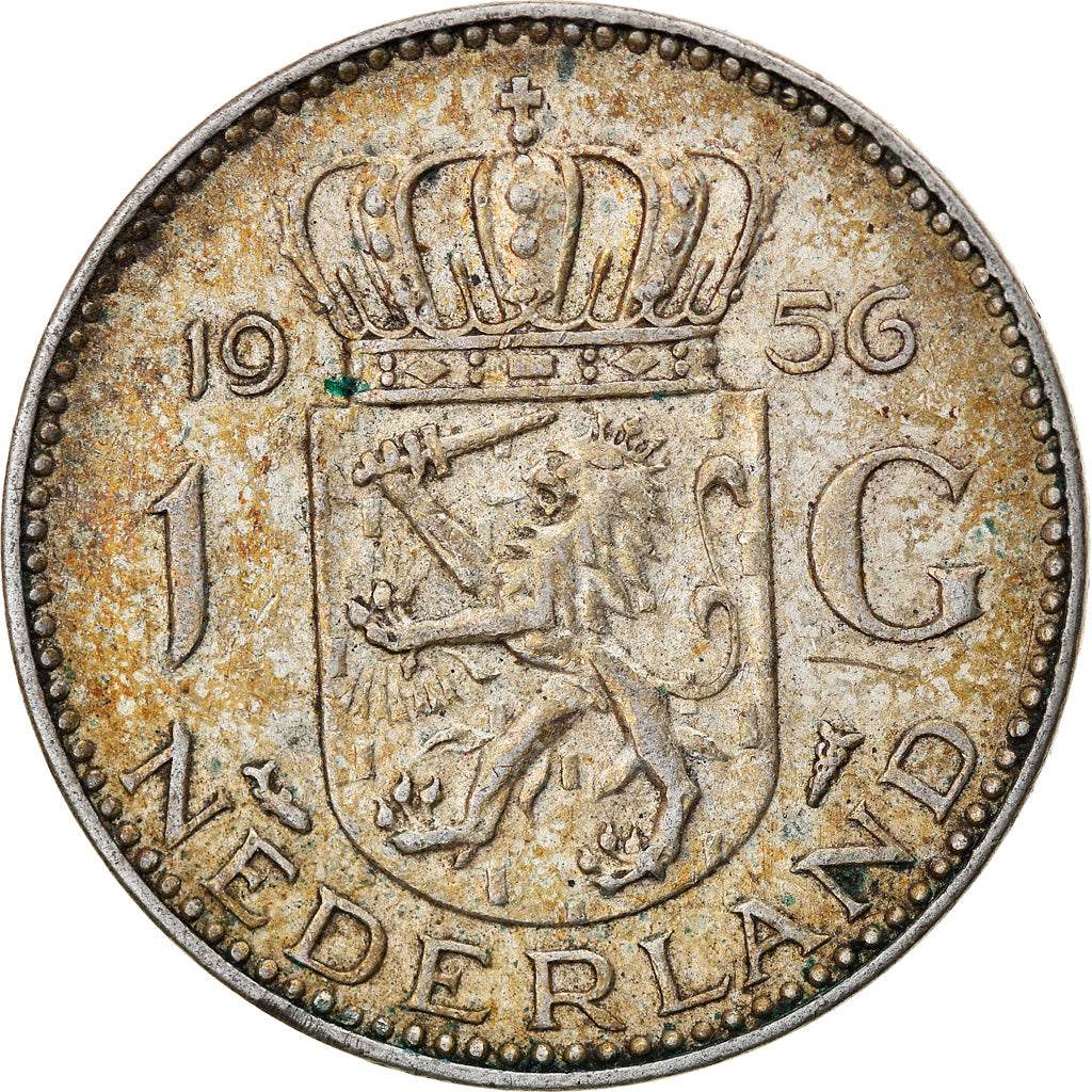 Coin, Netherlands, Juliana, Gulden, 1956, EF(40-45), Silver, KM:184