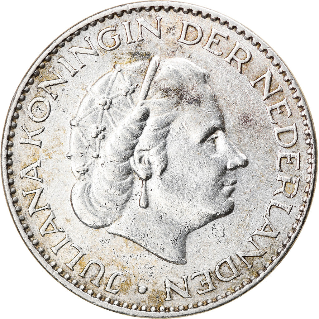 Coin, Netherlands, Juliana, Gulden, 1957, EF(40-45), Silver, KM:184