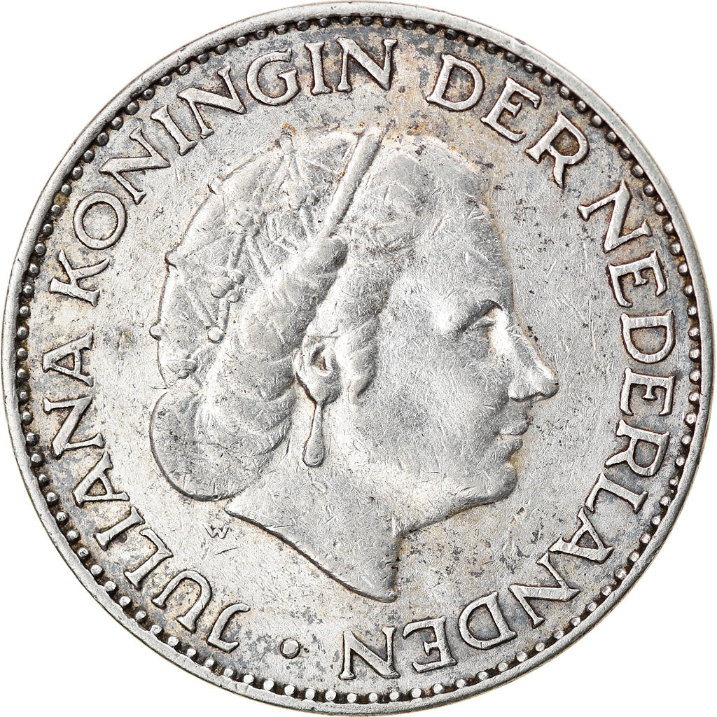 Coin, Netherlands, Juliana, Gulden, 1958, VF(30-35), Silver, KM:184
