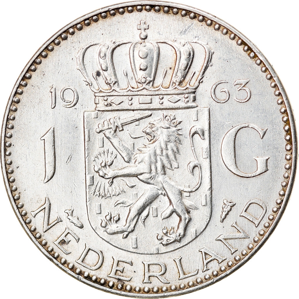 Coin, Netherlands, Gulden, 1963, EF(40-45), Silver, KM:184