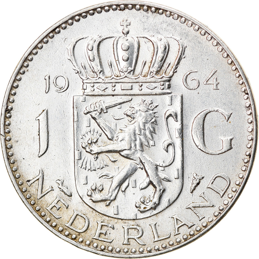 Coin, Netherlands, Juliana, Gulden, 1964, EF(40-45), Silver, KM:184