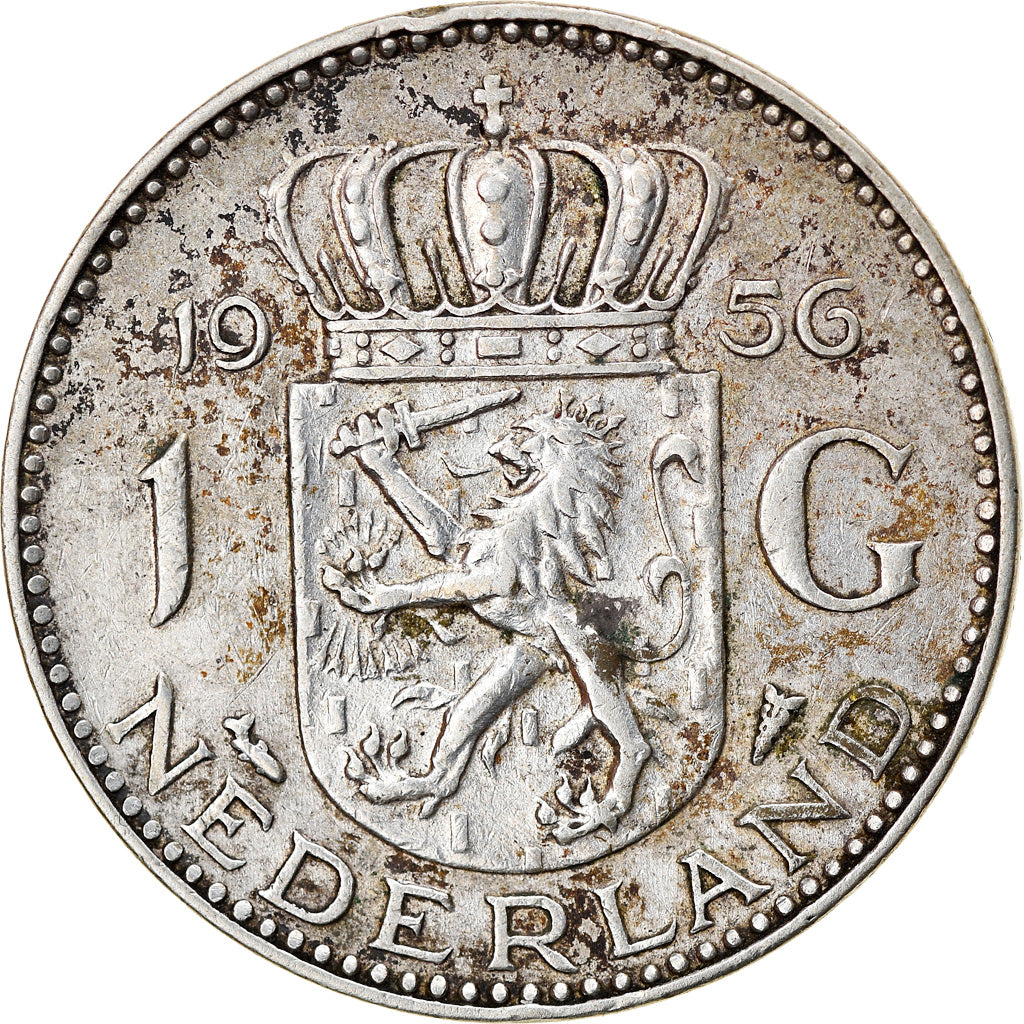 Coin, Netherlands, Juliana, Gulden, 1956, VF(30-35), Silver, KM:184