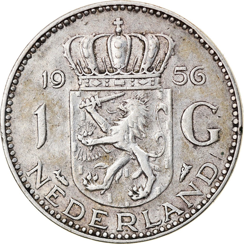 Münze, Niederlande, Juliana, Gulden, 1956, SS, Silber, KM:184