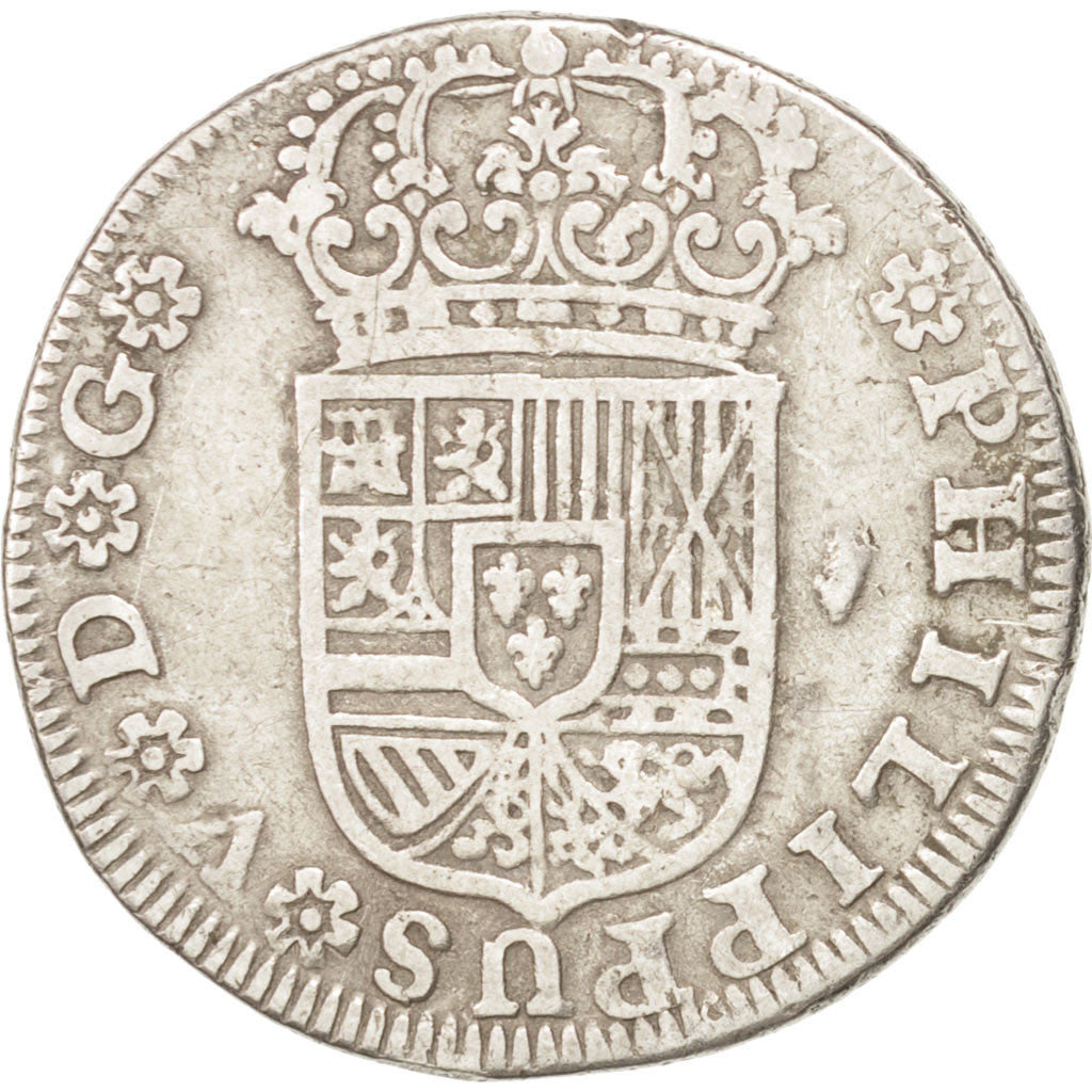 SPAIN, 2 Reales, 1729, Seville, KM #340, EF(40-45), Silver, 5.59