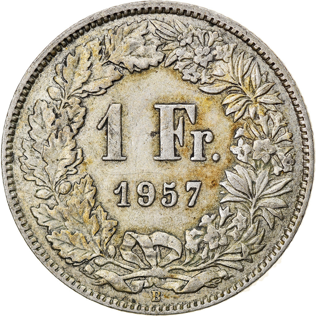 Coin, Switzerland, Franc, 1957, Bern, VF(30-35), Silver, KM:24