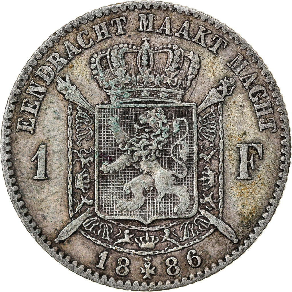 Monnaie, Belgique, Leopold II, Franc, 1886, B+, Argent, KM:28.1