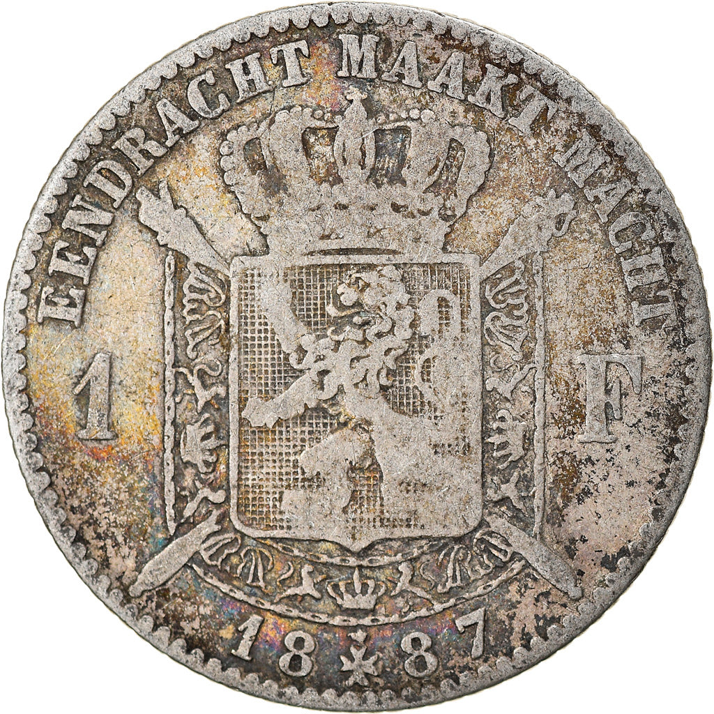 Coin, Belgium, Leopold II, Franc, 1887, F(12-15), Silver, KM:29.1