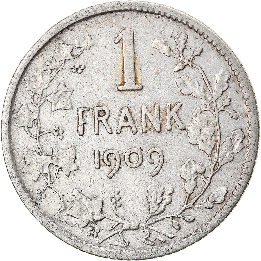 Moneda, Bélgica, Franc, 1909, BC+, Plata, KM:57.1