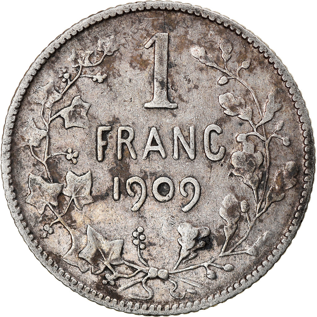 Moneta, Belgio, Franc, 1909, MB+, Argento, KM:57.1