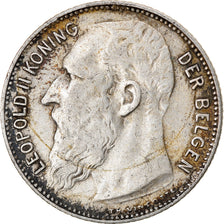 Moeda, Bélgica, Franc, 1909, EF(40-45), Prata, KM:57.1