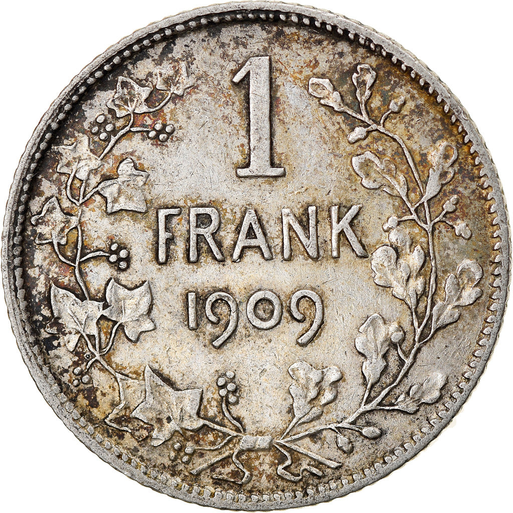 Moeda, Bélgica, Franc, 1909, EF(40-45), Prata, KM:57.1