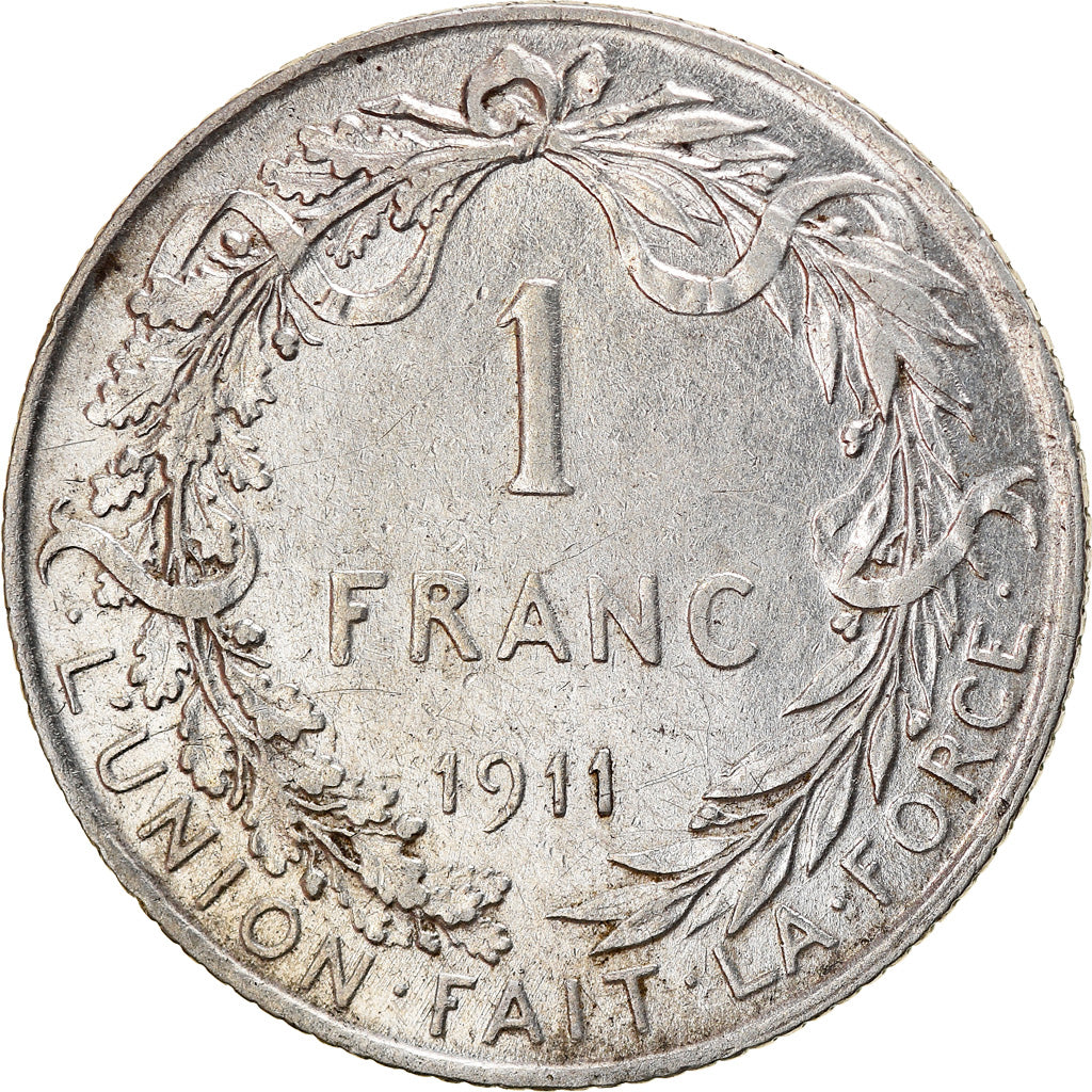 Moeda, Bélgica, Franc, 1911, EF(40-45), Prata, KM:72
