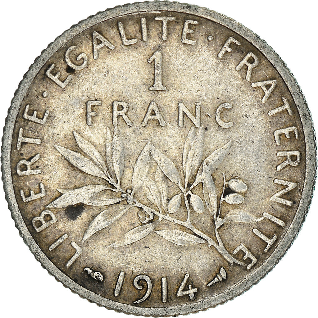 Coin, France, Semeuse, Franc, 1914, Paris, VF(30-35), Silver, KM:844.1