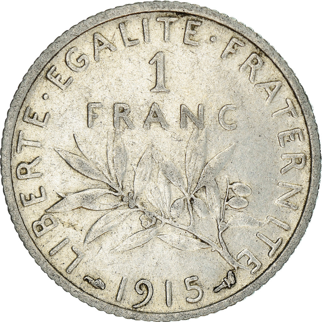 Coin, France, Semeuse, Franc, 1915, Paris, AU(50-53), Silver, KM:844.1