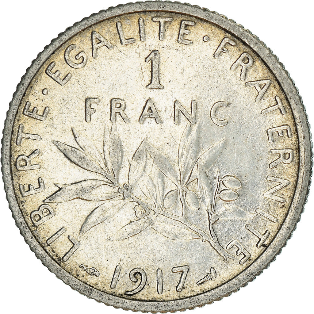 Moneta, Francia, Semeuse, Franc, 1917, Paris, BB, Argento, KM:844.1, Gadoury:467