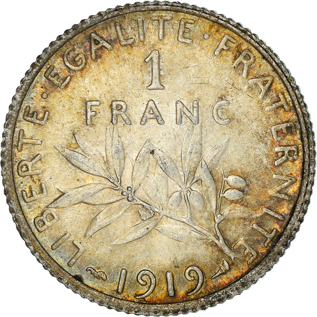 Coin, France, Semeuse, Franc, 1919, Paris, EF(40-45), Silver, KM:844.1