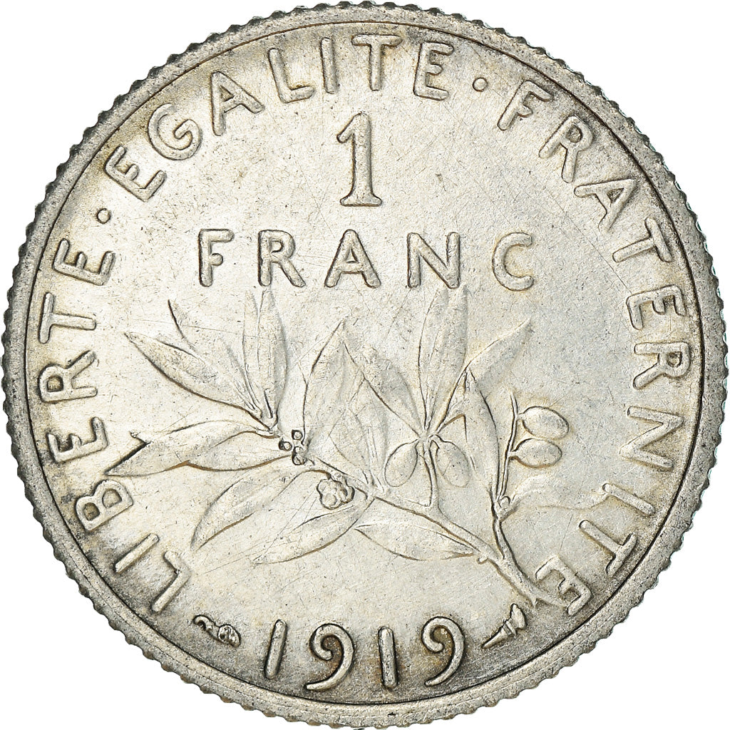 Coin, France, Semeuse, Franc, 1919, Paris, AU(50-53), Silver, KM:844.1