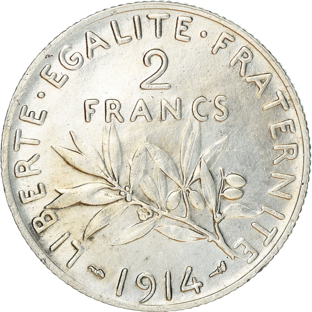 Moneta, Francia, Semeuse, 2 Francs, 1914, Paris, BB, Argento, KM:845.1