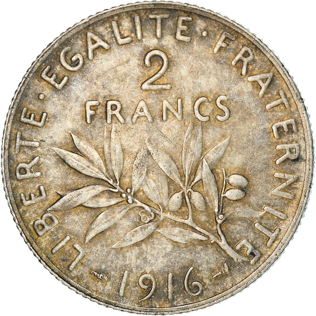 Coin, France, Semeuse, 2 Francs, 1916, Paris, AU(50-53), Silver, KM:845.1
