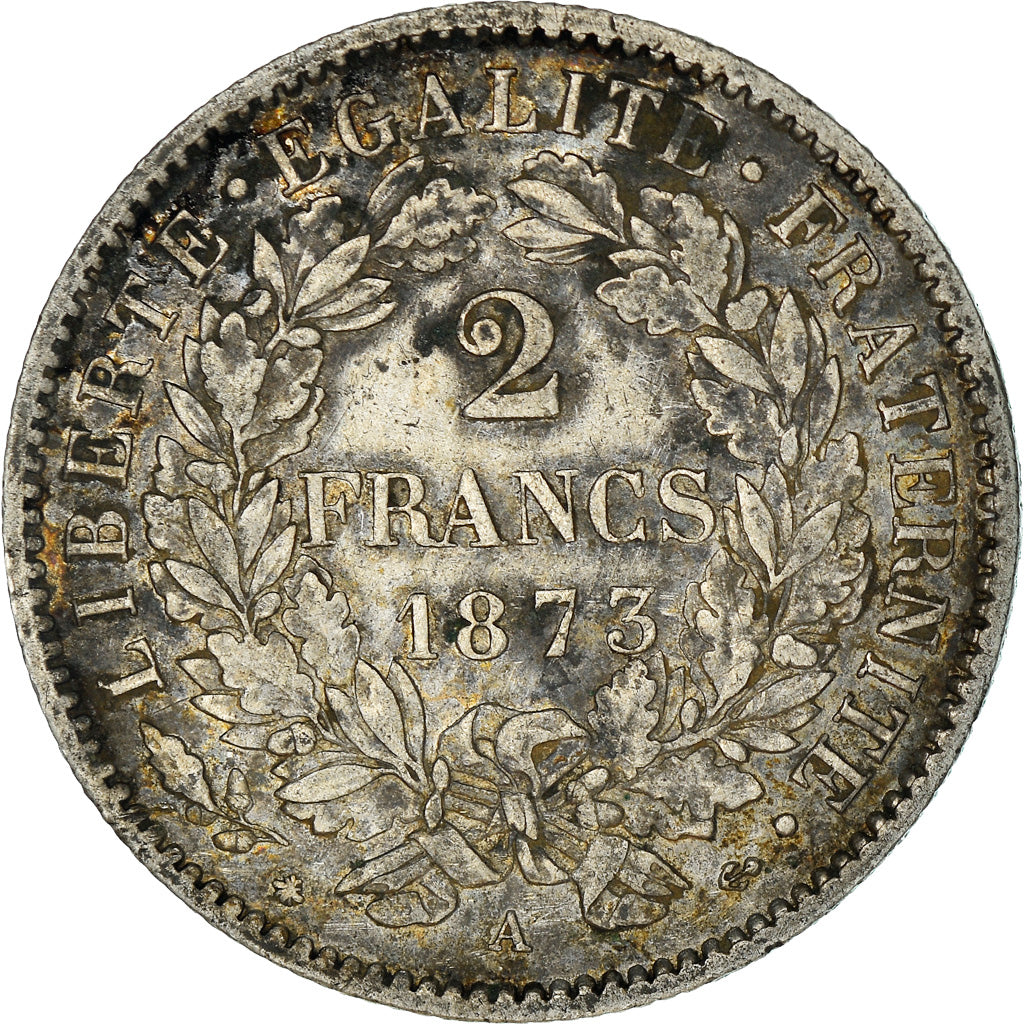 Moneda, Francia, Cérès, 2 Francs, 1873, Paris, MBC, Plata, KM:817.1
