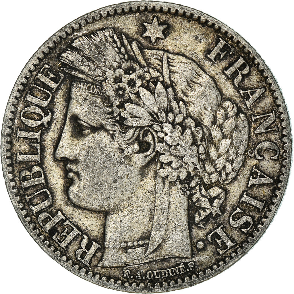 Moneta, Francia, Cérès, 2 Francs, 1871, Paris, BB, Argento, KM:817.1