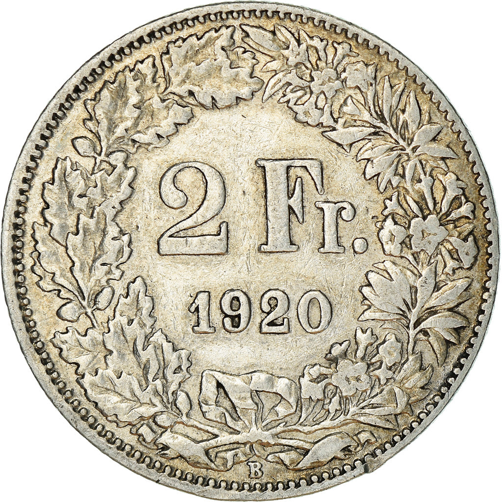 Coin, Switzerland, 2 Francs, 1920, Bern, VF(30-35), Silver, KM:21