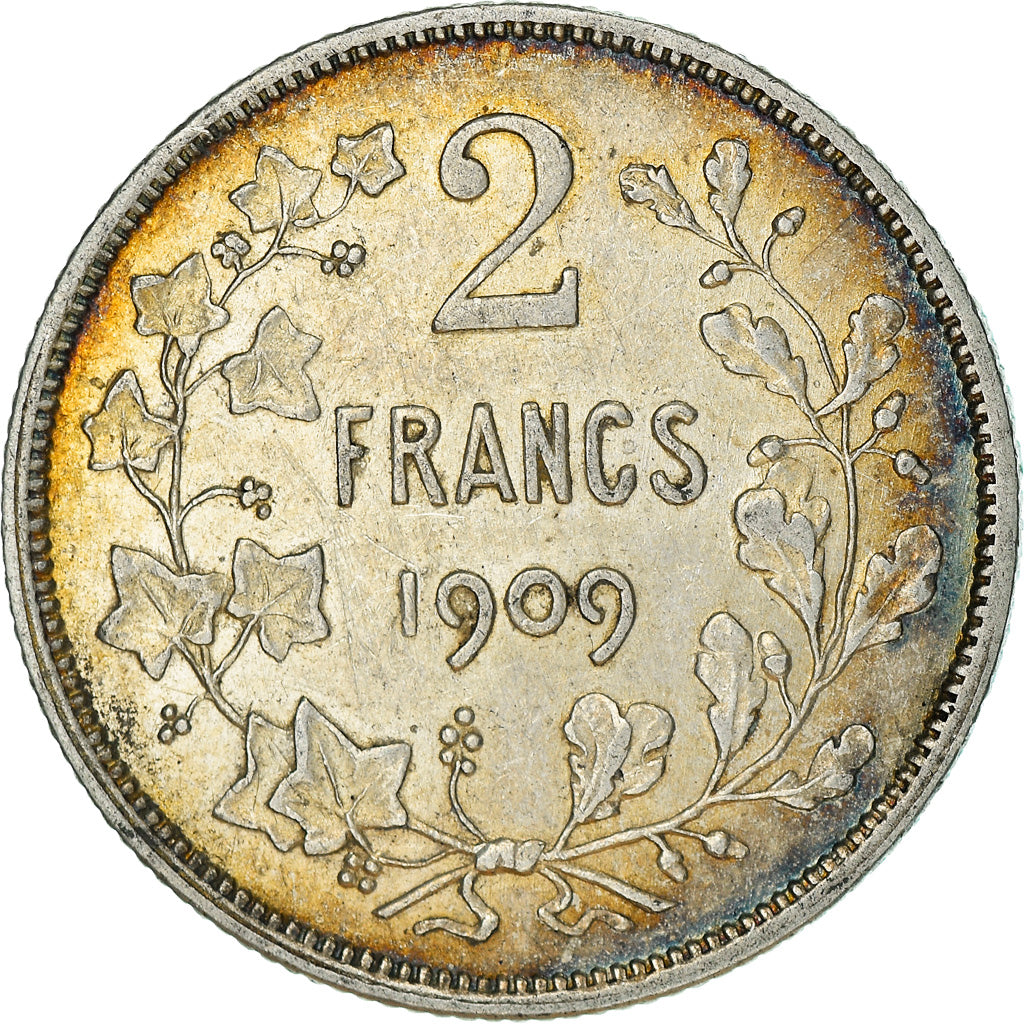 Coin, Belgium, 2 Francs, 2 Frank, 1909, EF(40-45), Silver, KM:58.1