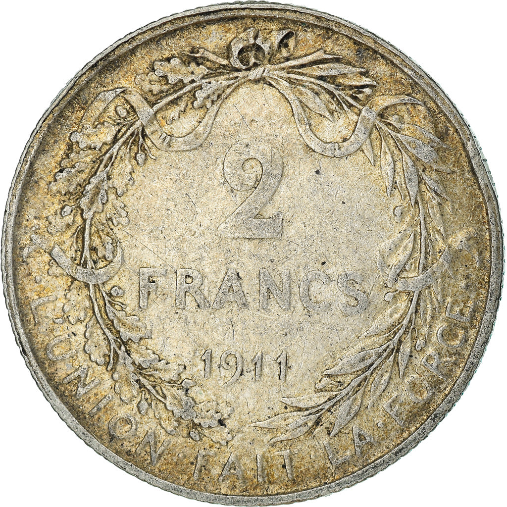Coin, Belgium, 2 Francs, 2 Frank, 1911, EF(40-45), Silver, KM:74