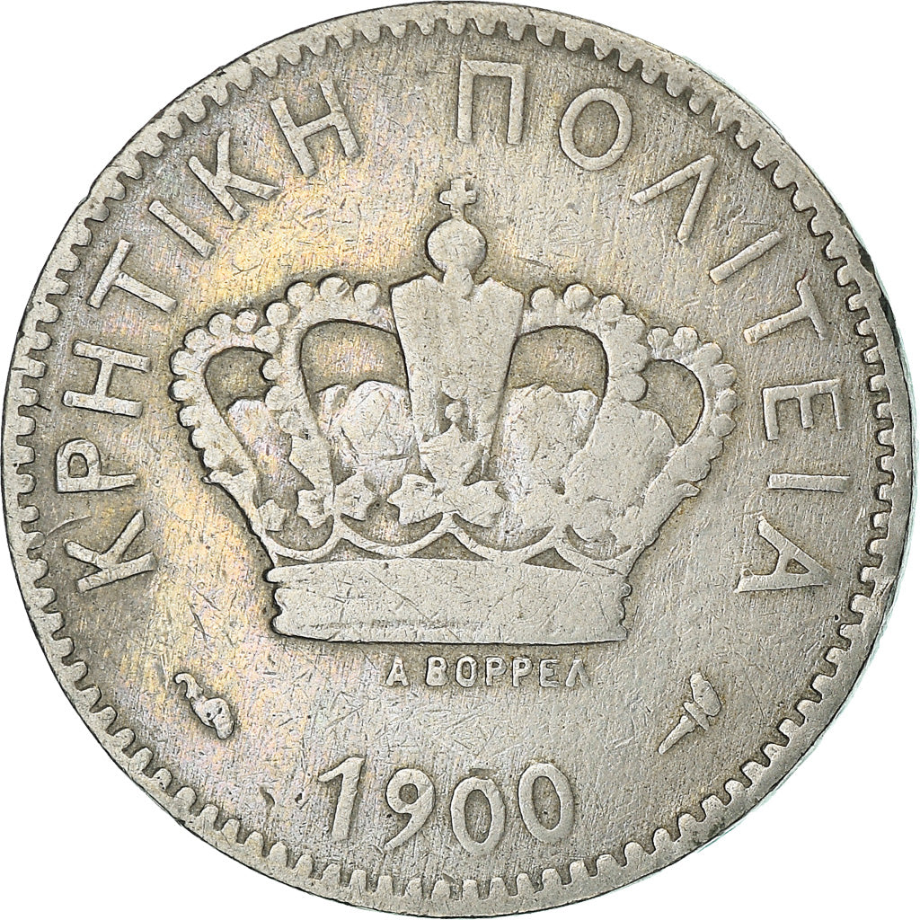 Monnaie, Crete, Prince George, 10 Lepta, 1900, Paris, TB+, Copper-nickel, KM:4.1