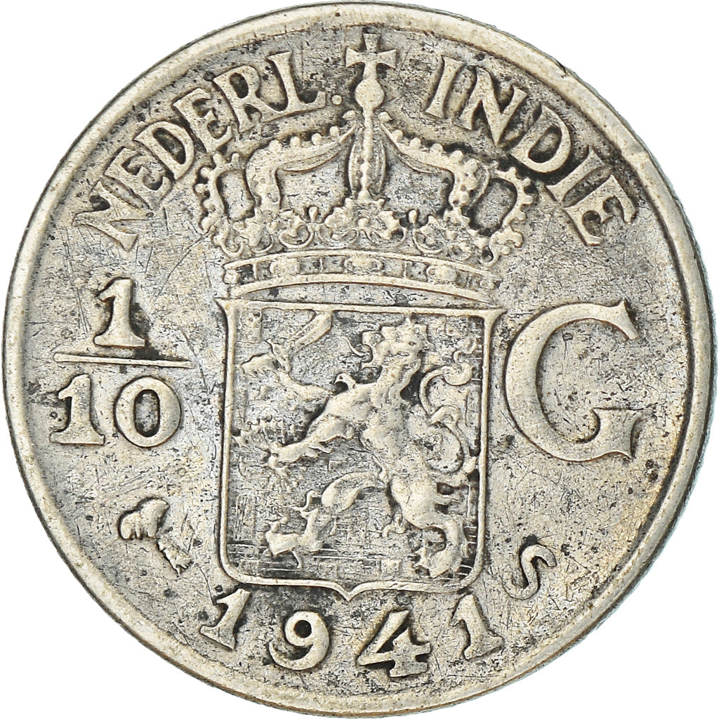Moneda, INDIAS ORIENTALES HOLANDESAS, Wilhelmina I, 1/10 Gulden, 1941, Utrecht