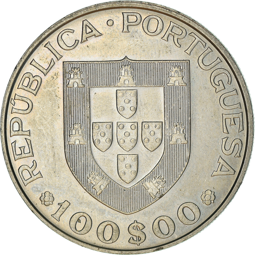 Moneta, Portugal, 100 Escudos, 1984, AU(50-53), Miedź-Nikiel, KM:625