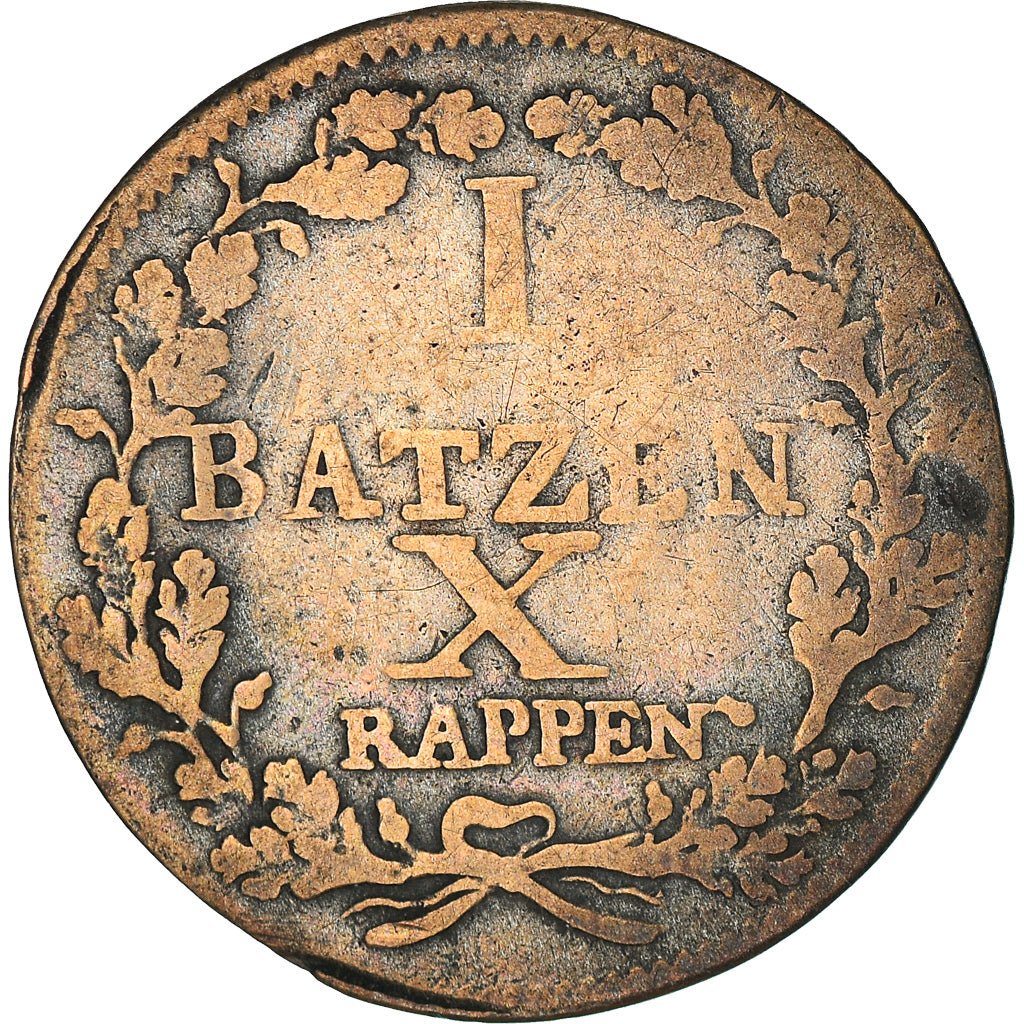 Moneta, CANTONI SVIZZERI, LUZERN, Batzen-10 Rappen, 1809, Bern, MB+, Biglione