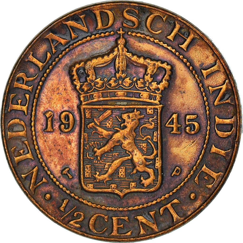 Moneda, INDIAS ORIENTALES HOLANDESAS, Wilhelmina I, 1/2 Cent, 1945, Utrecht