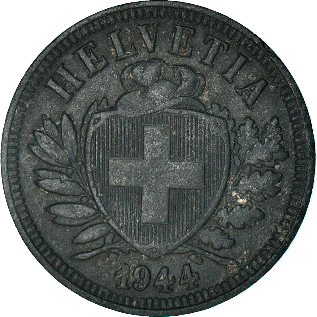 Coin, Switzerland, 2 Rappen, 1944, Bern, AU(50-53), Zinc, KM:4.2b