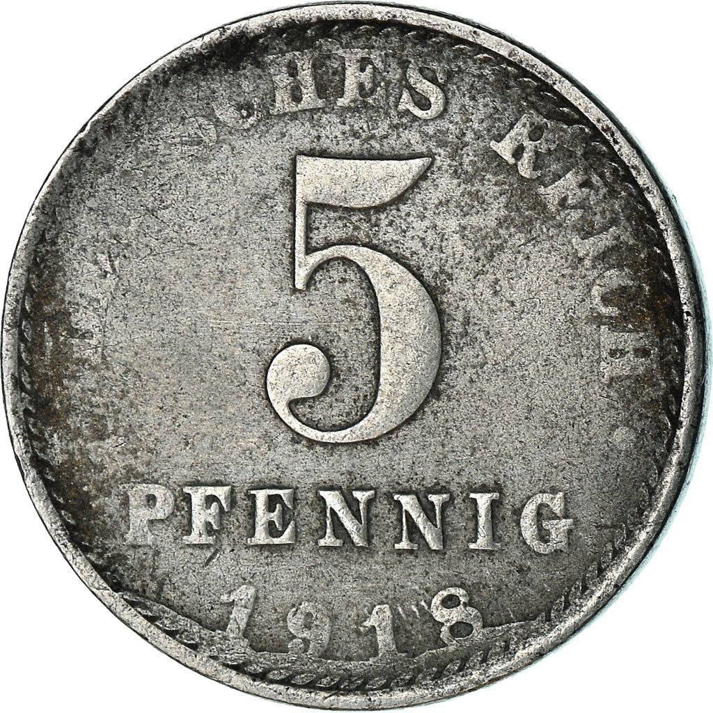 Coin, GERMANY - EMPIRE, 5 Pfennig, 1918, Berlin, VF(20-25), Iron, KM:19
