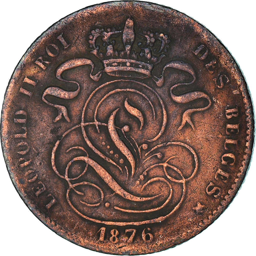 Moneta, Belgia, Leopold II, Centime, 1876, VF(30-35), Miedź, KM:33.1