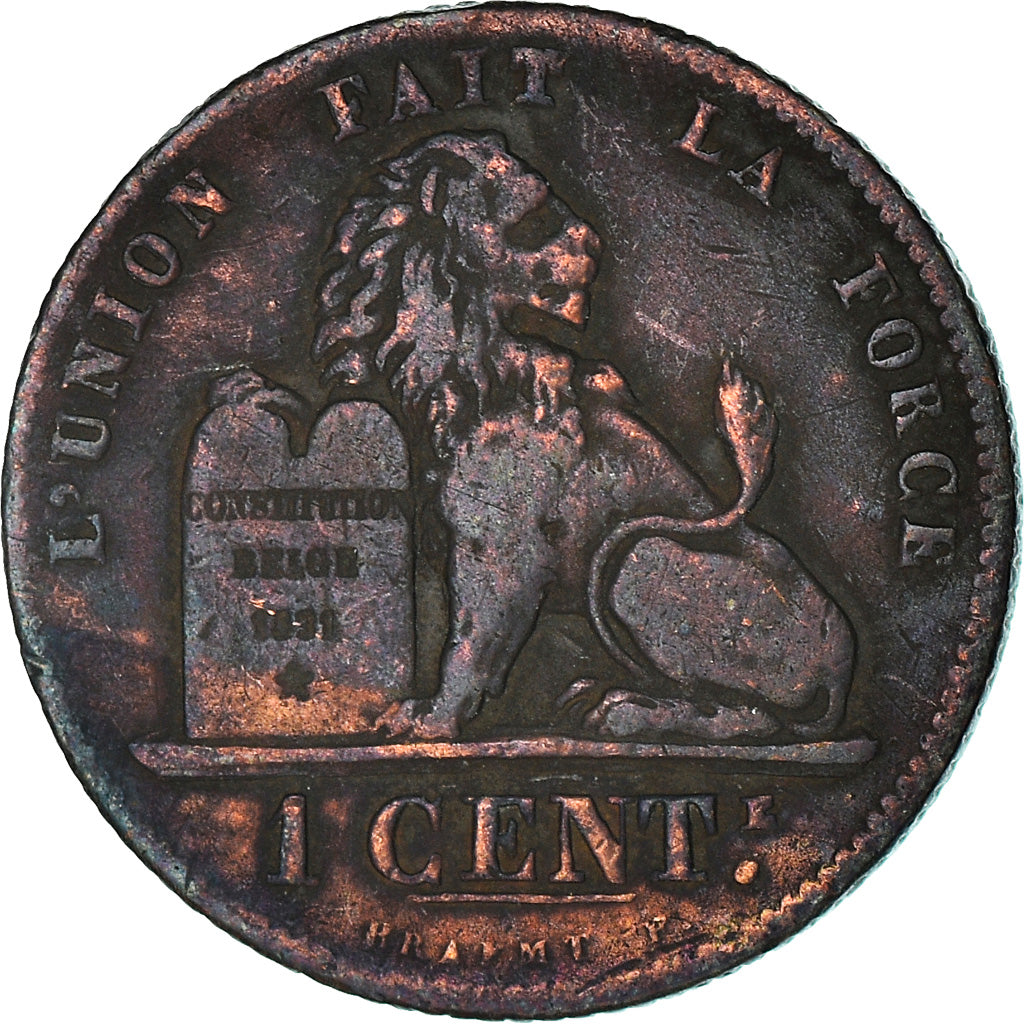 Moneta, Belgia, Leopold II, Centime, 1876, VF(30-35), Miedź, KM:33.1