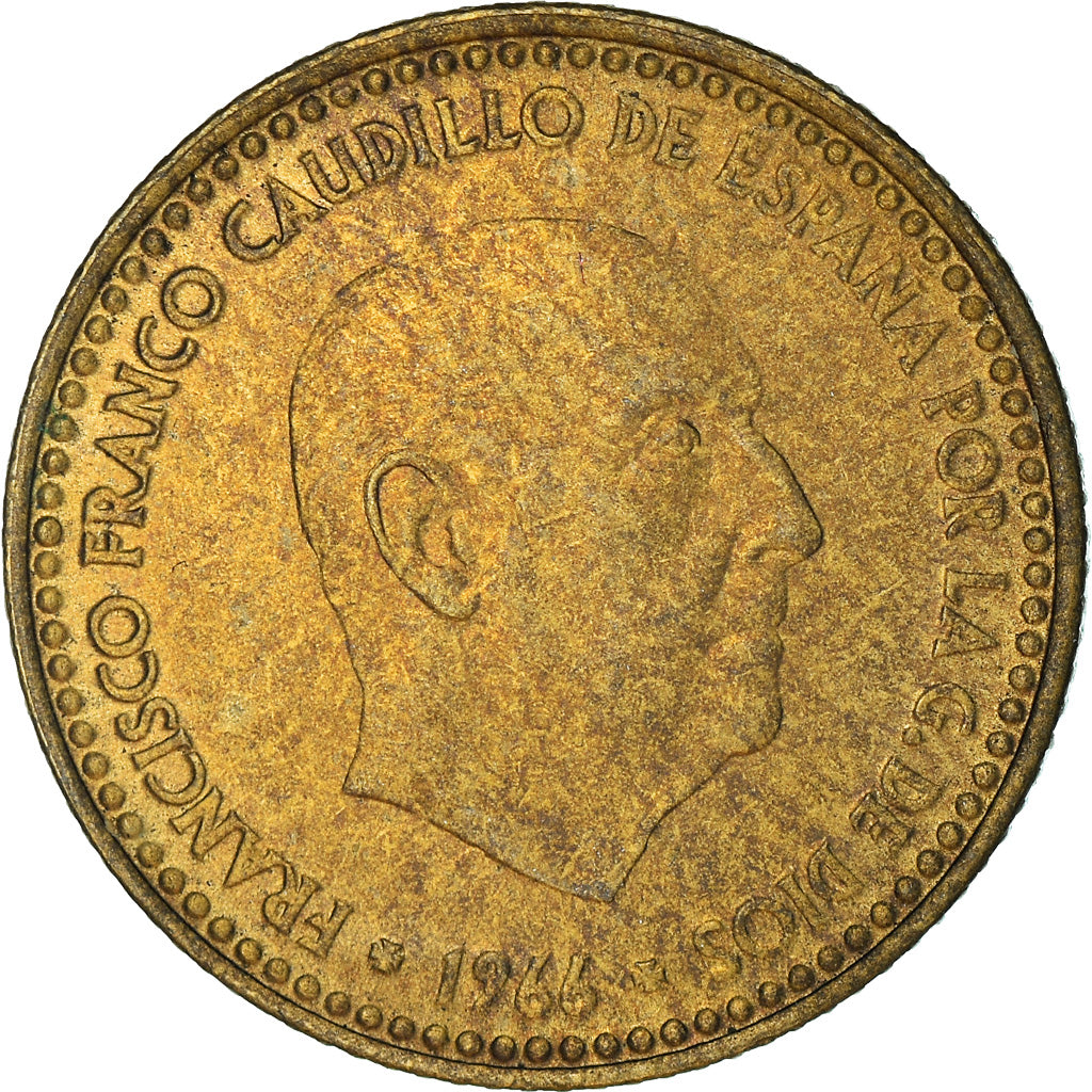 Moneda, España, Francisco Franco, caudillo, Peseta, 1966, MBC+, Aluminio -