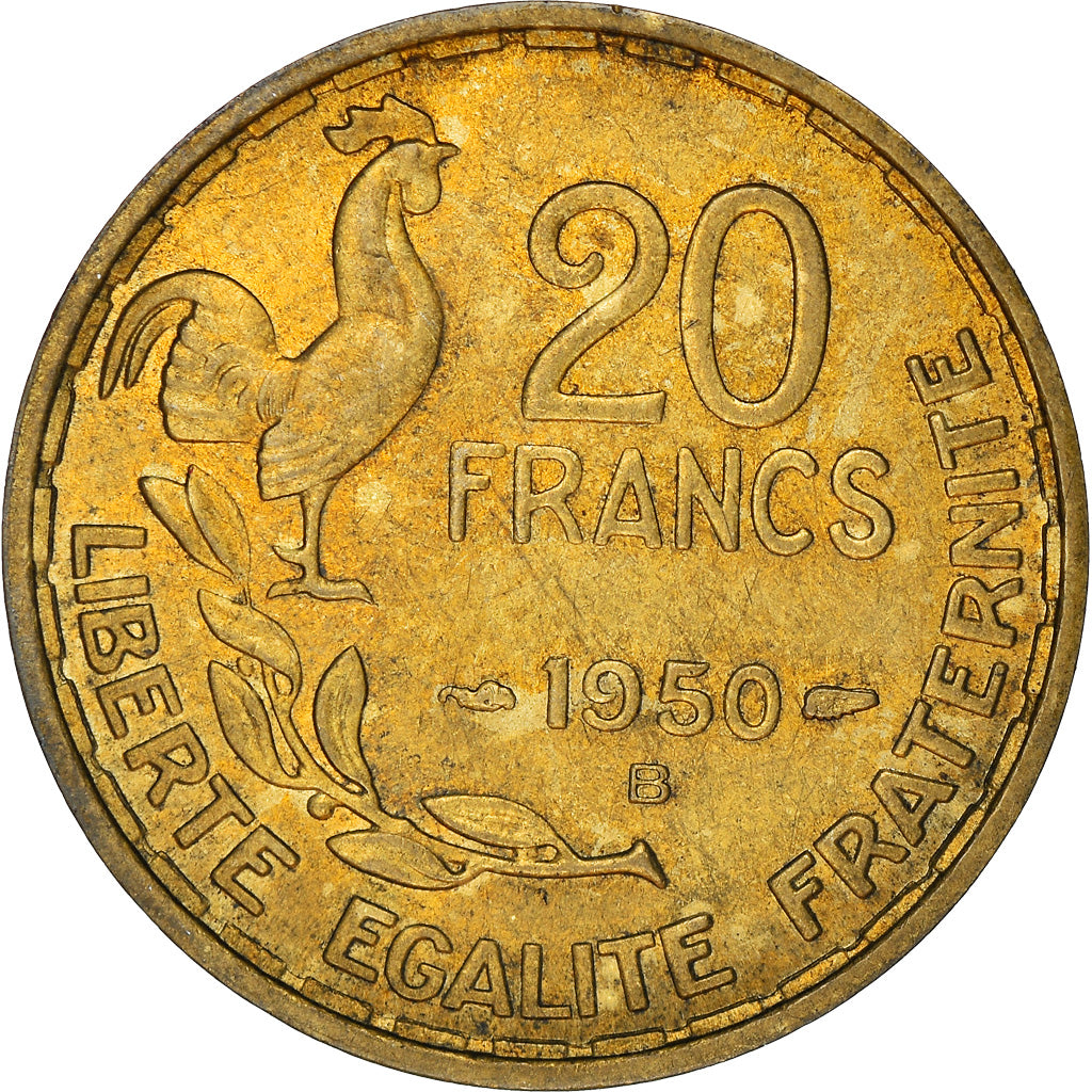Moneta, Francia, Guiraud, 20 Francs, 1950, Beaumont - Le Roger, BB
